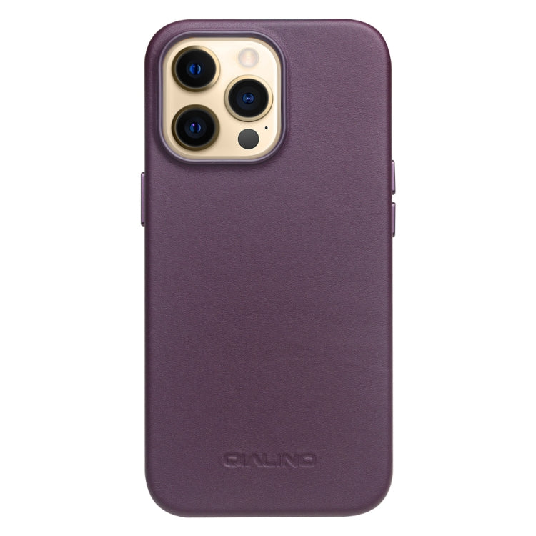 For iPhone 13 Pro QIALINO Nappa Cowhide MagSafe Magnetic Protective Case (Purple Crystal) Eurekaonline