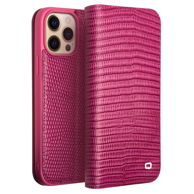 For iPhone 13 Pro QIALINO Small Crocodile Texture Horizontal Flip Leather Case with Holder & Card Slots & Wallet (Rose Red) Eurekaonline