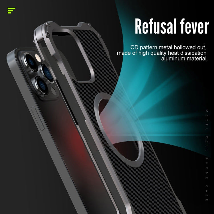 For iPhone 13 Pro R-JUST RJ51 Hollow Shockproof Metal Protective Case (Dark Grey) Eurekaonline