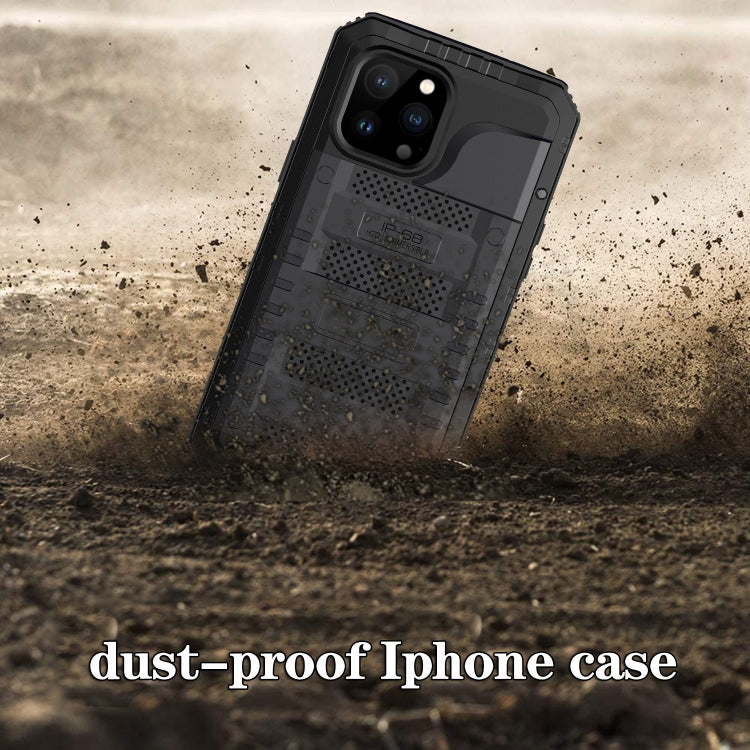 For iPhone 13 Pro Shockproof Waterproof Dustproof Metal + Silicone Phone Case with Screen Protector (Black) Eurekaonline