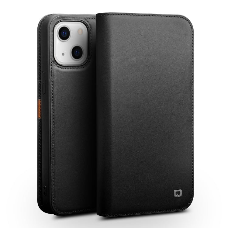 For iPhone 13 QIALINO Business Horizontal Flip Leather Case with Holder & Card Slots & Wallet(Black) Eurekaonline