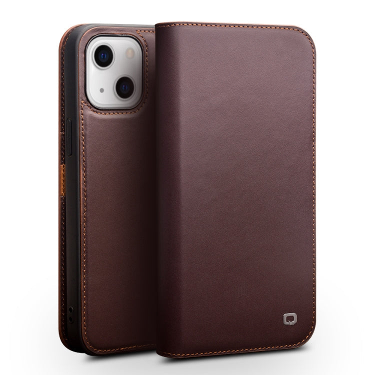 For iPhone 13 QIALINO Business Horizontal Flip Leather Case with Holder & Card Slots & Wallet(Brown) Eurekaonline