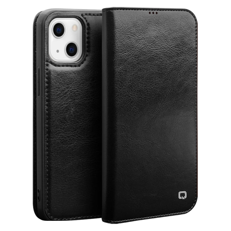 For iPhone 13 QIALINO Horizontal Flip Leather Case with Holder & Card Slots & Wallet(Black) Eurekaonline