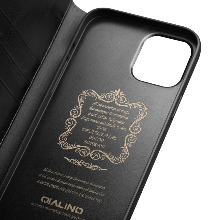 For iPhone 13 QIALINO Horizontal Flip Leather Case with Holder & Card Slots & Wallet Pro(Black) Eurekaonline