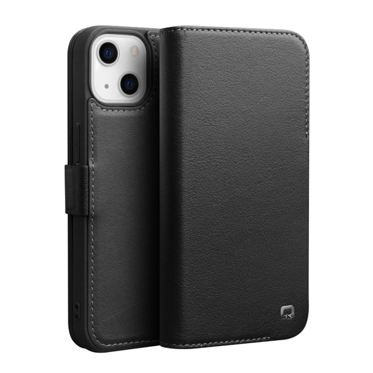 For iPhone 13 QIALINO Magnetic Buckle Leather Phone Case(Black) Eurekaonline