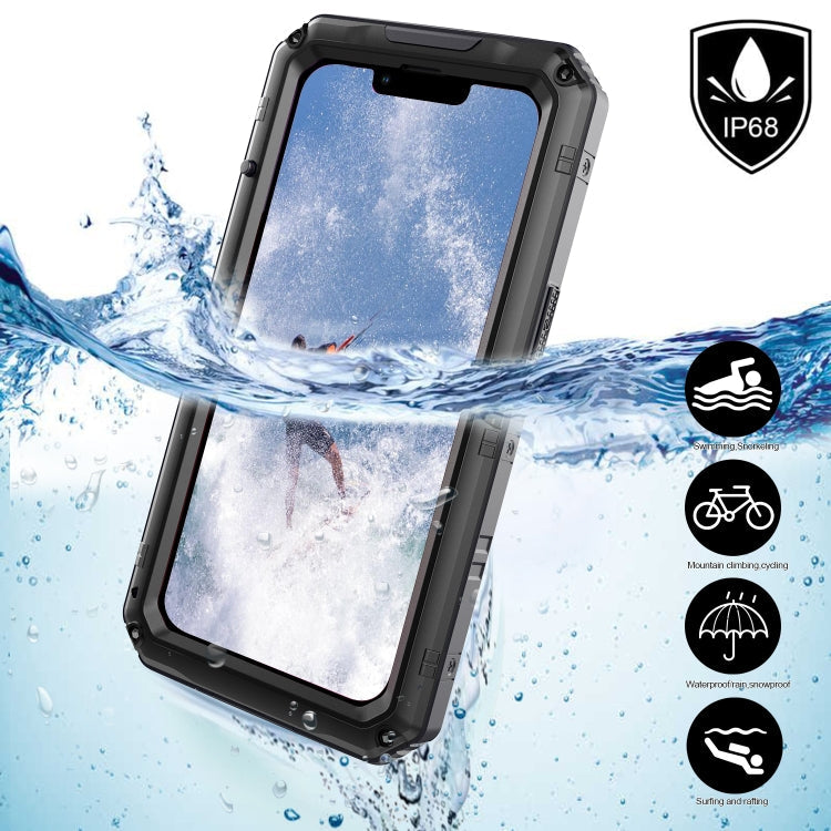 For iPhone 13 Shockproof Waterproof Dustproof Metal + Silicone Phone Case with Screen Protector(Black) Eurekaonline