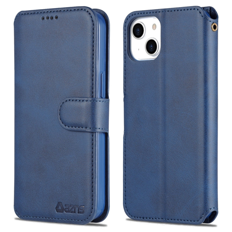 For iPhone 14 AZNS Calf Texture Flip Leather Phone Case (Blue) Eurekaonline