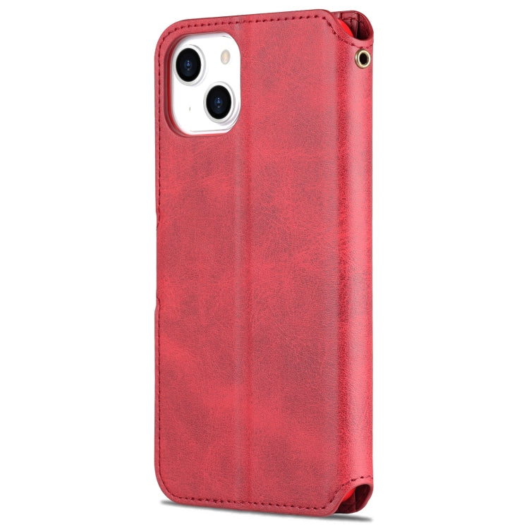For iPhone 14 AZNS Calf Texture Flip Leather Phone Case (Red) Eurekaonline
