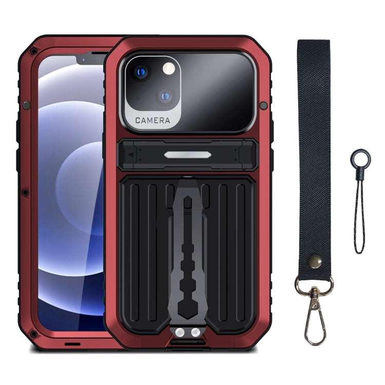 For iPhone 14 Armor Shockproof Splash-proof Dust-proof Phone Case (Red) Eurekaonline