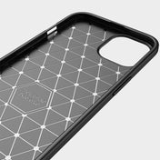 For iPhone 14 Brushed Texture Carbon Fiber TPU Phone Case (Black) Eurekaonline