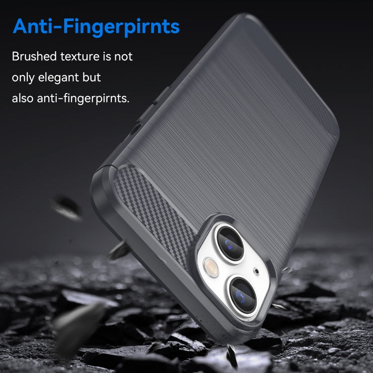 For iPhone 14 Brushed Texture Carbon Fiber TPU Phone Case (Grey) Eurekaonline