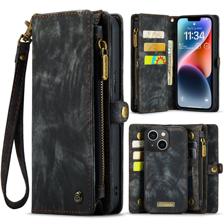 For iPhone 14 CaseMe 008 Detachable Multifunctional Leather Phone Case(Black) Eurekaonline