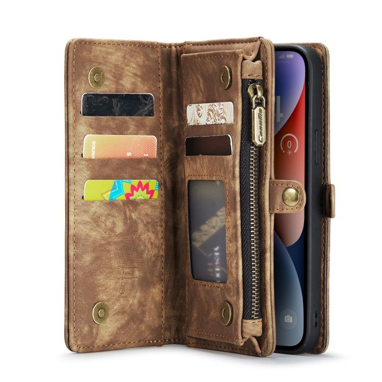 For iPhone 14 CaseMe 008 Detachable Multifunctional Leather Phone Case(Brown) Eurekaonline