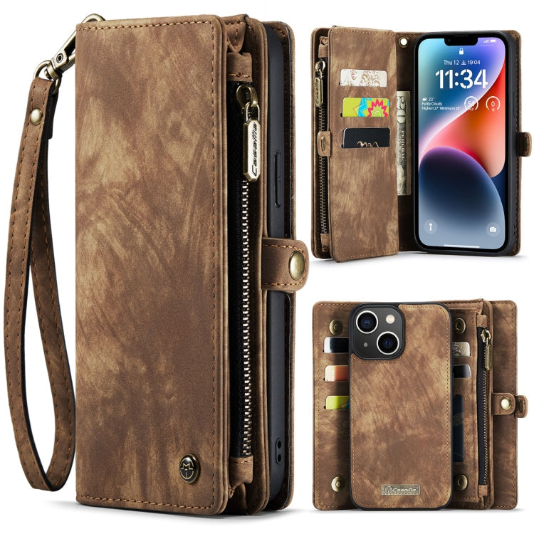 For iPhone 14 CaseMe 008 Detachable Multifunctional Leather Phone Case(Brown) Eurekaonline