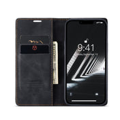 For iPhone 14 CaseMe-013 Multifunctional Retro Frosted Leather Phone Case (Black) Eurekaonline