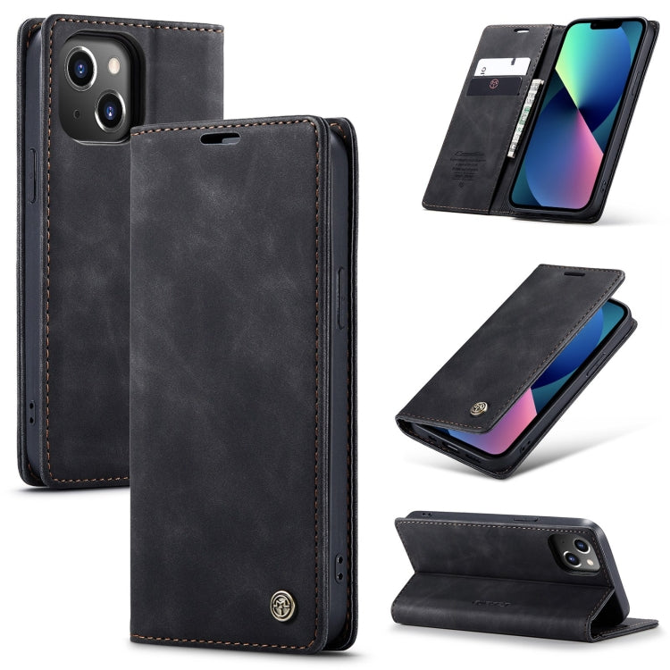 For iPhone 14 CaseMe-013 Multifunctional Retro Frosted Leather Phone Case (Black) Eurekaonline