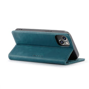 For iPhone 14 CaseMe-013 Multifunctional Retro Frosted Leather Phone Case (Blue) Eurekaonline