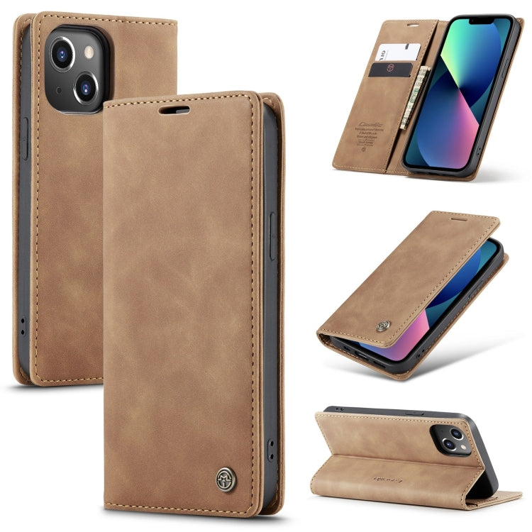 For iPhone 14 CaseMe-013 Multifunctional Retro Frosted Leather Phone Case (Brown) Eurekaonline