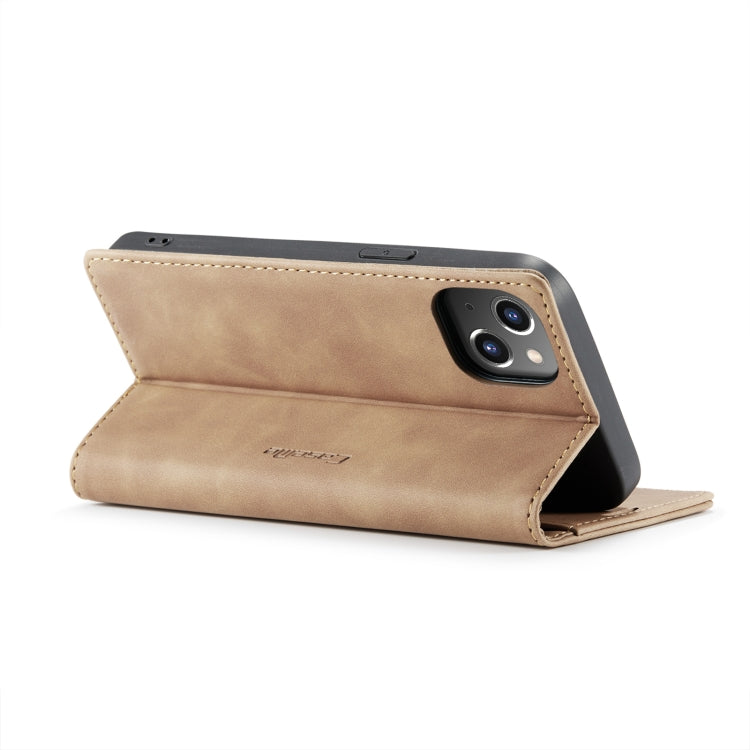 For iPhone 14 CaseMe-013 Multifunctional Retro Frosted Leather Phone Case (Brown) Eurekaonline