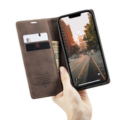 For iPhone 14 CaseMe-013 Multifunctional Retro Frosted Leather Phone Case (Coffee) Eurekaonline