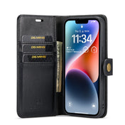 For iPhone 14 DG.MING Crazy Horse Texture Detachable Magnetic Leather Case(Black) Eurekaonline