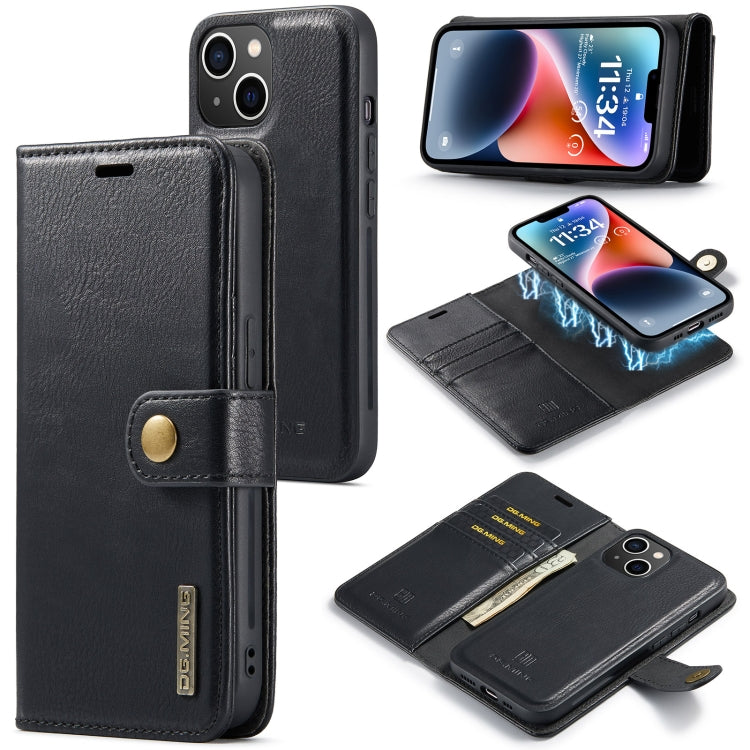 For iPhone 14 DG.MING Crazy Horse Texture Detachable Magnetic Leather Case(Black) Eurekaonline