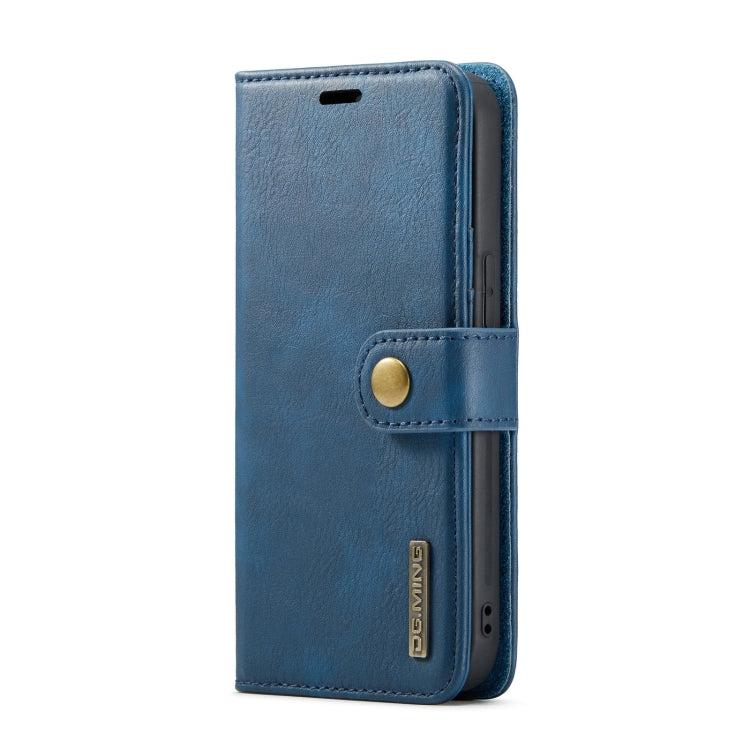 For iPhone 14 DG.MING Crazy Horse Texture Detachable Magnetic Leather Case(Blue) Eurekaonline