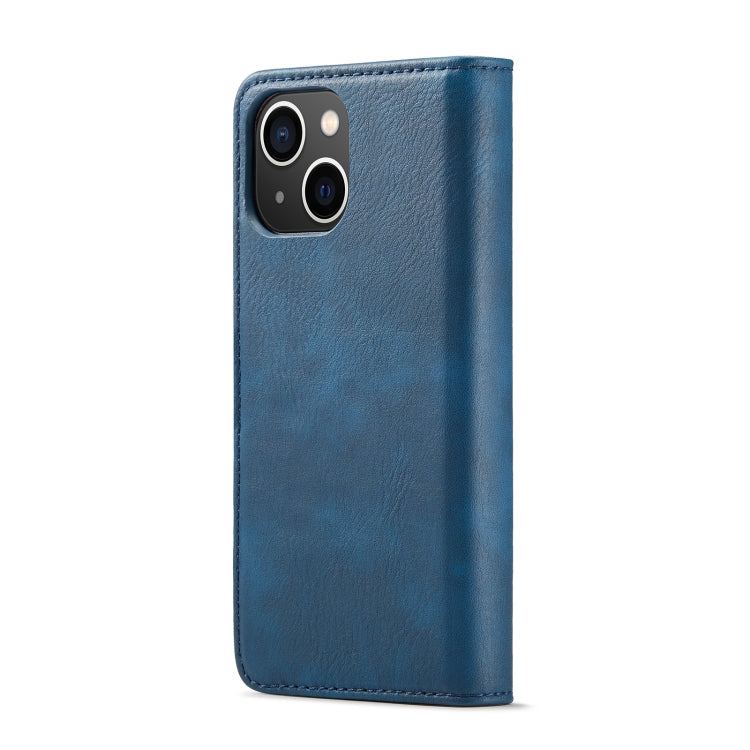 For iPhone 14 DG.MING Crazy Horse Texture Detachable Magnetic Leather Case(Blue) Eurekaonline