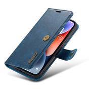 For iPhone 14 DG.MING Crazy Horse Texture Detachable Magnetic Leather Case(Blue) Eurekaonline
