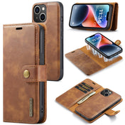 For iPhone 14 DG.MING Crazy Horse Texture Detachable Magnetic Leather Case(Brown) Eurekaonline