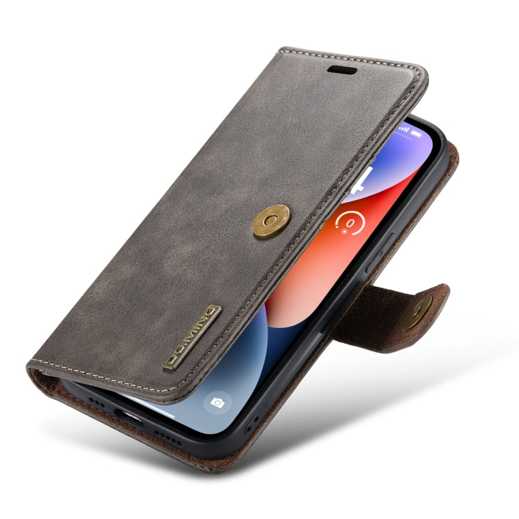 For iPhone 14 DG.MING Crazy Horse Texture Detachable Magnetic Leather Case(Grey) Eurekaonline