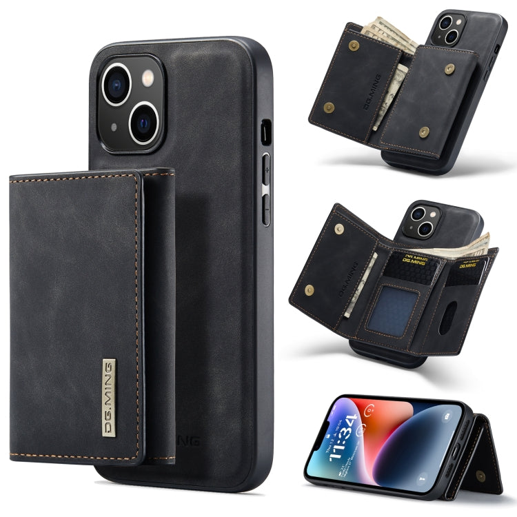 For iPhone 14 DG.MING M1 Series 3-Fold Multi Card Wallet Leather Case(Black) Eurekaonline