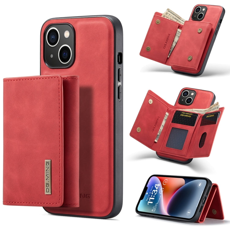 For iPhone 14 DG.MING M1 Series 3-Fold Multi Card Wallet Leather Case(Red) Eurekaonline