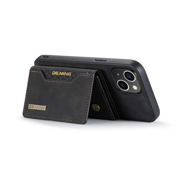 For iPhone 14 DG.MING M2 Series 3-Fold Card Bag Magnetic Leather Case(Black) Eurekaonline