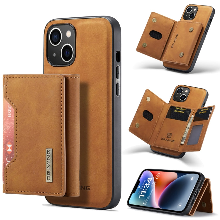 For iPhone 14 DG.MING M2 Series 3-Fold Card Bag Magnetic Leather Case(Brown) Eurekaonline