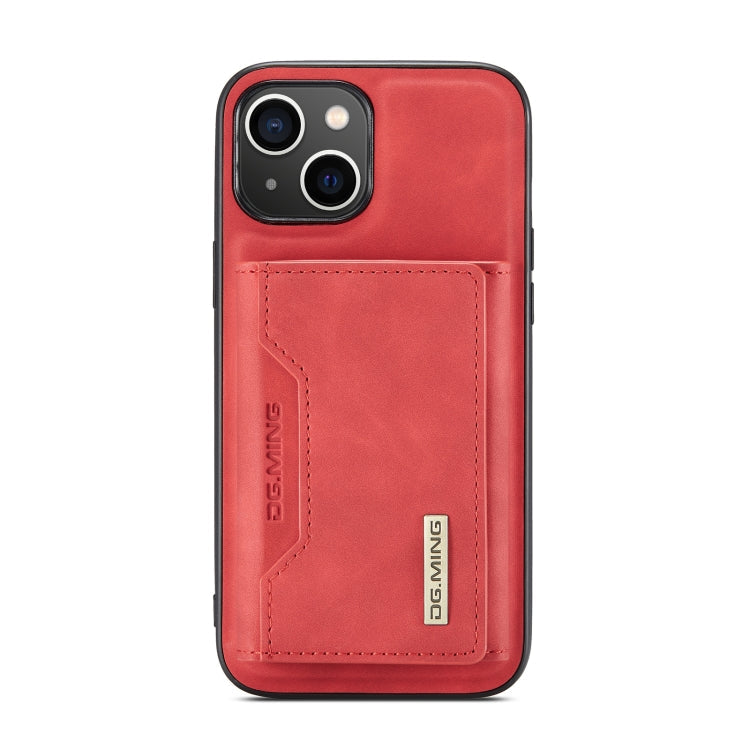 For iPhone 14 DG.MING M2 Series 3-Fold Card Bag Magnetic Leather Case(Red) Eurekaonline