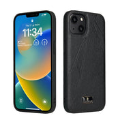For iPhone 14 Fierre Shann Leather Texture Phone Back Cover Case (Ox Tendon Black) Eurekaonline
