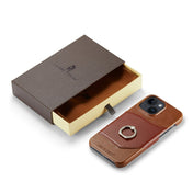 For iPhone 14 Fierre Shann Oil Wax Texture Genuine Leather Back Case (Brown) Eurekaonline