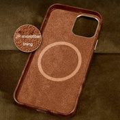 For iPhone 14 ICARER Oil Wax Genuine Leather Back Magsafe Phone Case(Brown) Eurekaonline