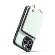 For iPhone 14 JEEHOOD C22 Series Zipper Wallet Phone Case with Long and Short Lanyard(White) Eurekaonline