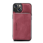 For iPhone 14 JEEHOOD Magnetic Zipper Wallet Leather Phone Case (Red) Eurekaonline