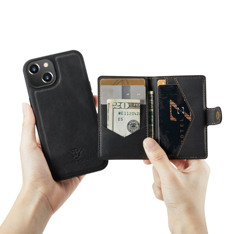 For iPhone 14 JEEHOOD Retro Magnetic Detachable Leather Phone Case (Black) Eurekaonline