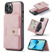 For iPhone 14 JEEHOOD Retro Magnetic Detachable Leather Phone Case (Pink) Eurekaonline