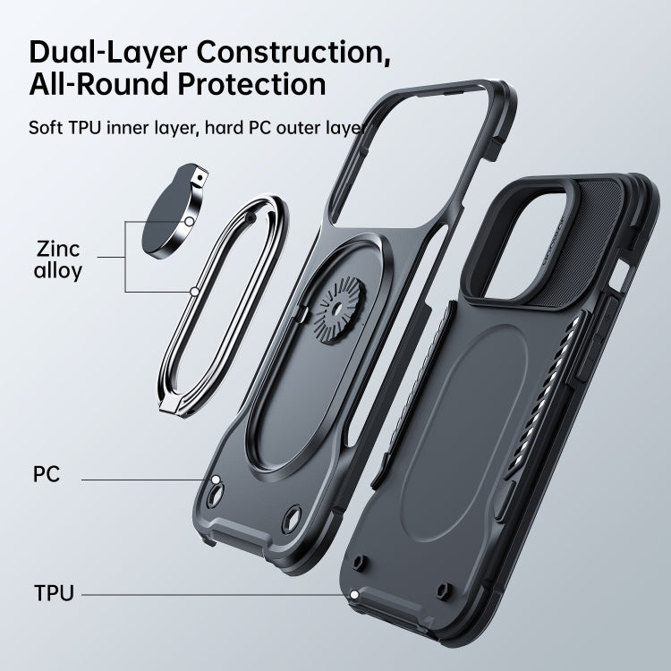 For iPhone 14 JOYROOM PC + TPU Dual-layer Shockproof Phone Case with Rotating Holder(Black) Eurekaonline