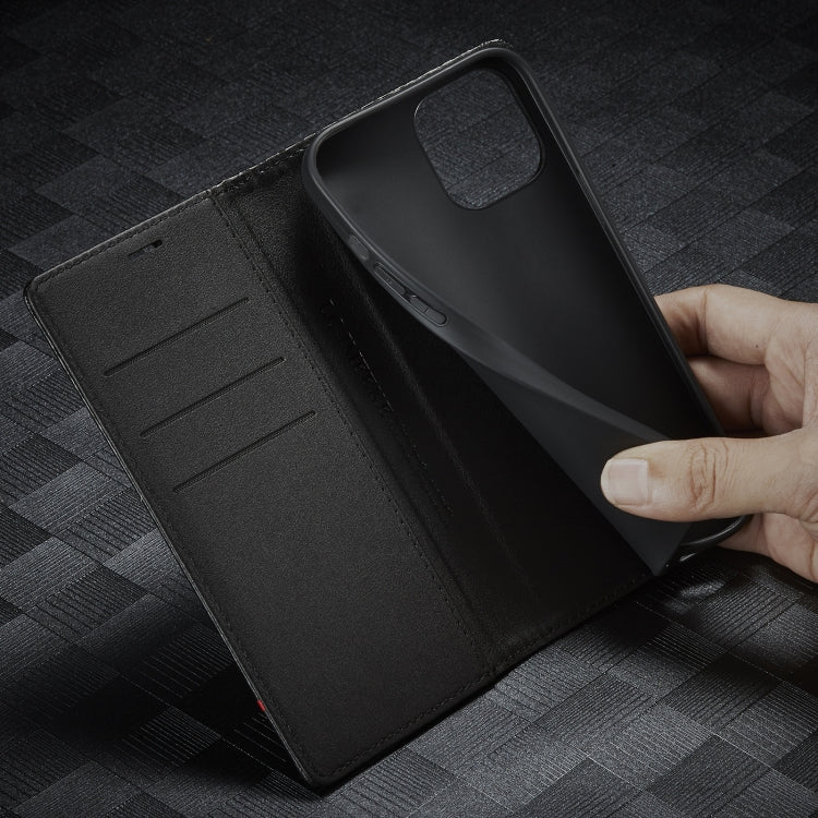 For iPhone 14 LC.IMEEKE Carbon Fiber PU + TPU Leather Case (Vertical Black) Eurekaonline