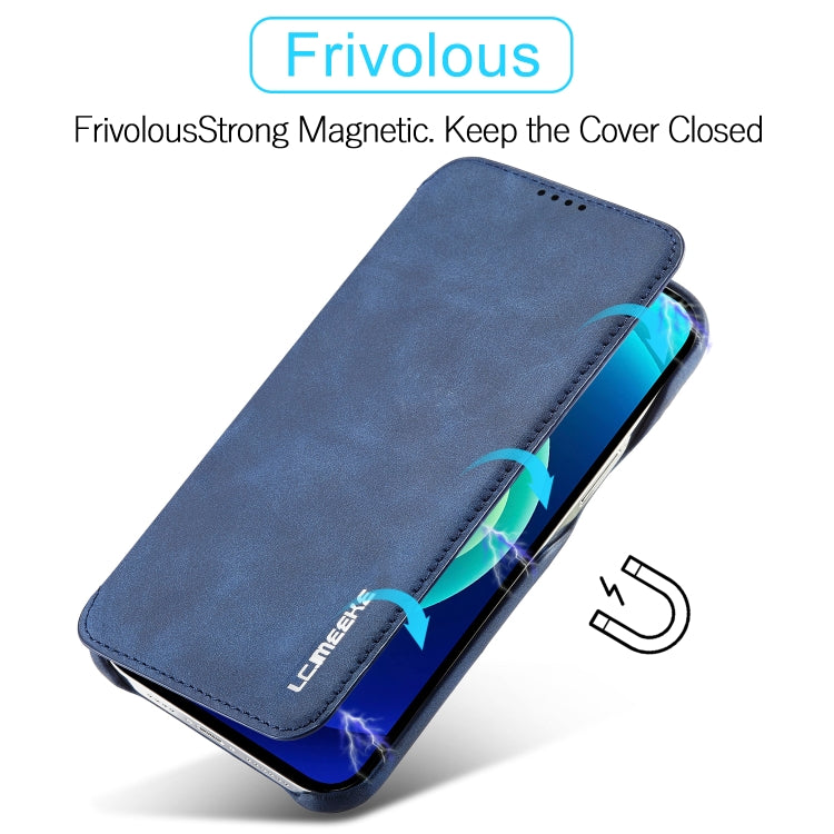 For iPhone 14 LC.IMEEKE Hon Ancient Series Flip Leather Phone Case (Blue) Eurekaonline