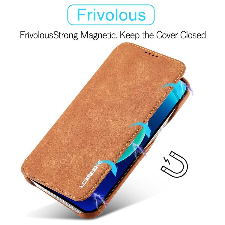 For iPhone 14 LC.IMEEKE Hon Ancient Series Flip Leather Phone Case (Brown) Eurekaonline