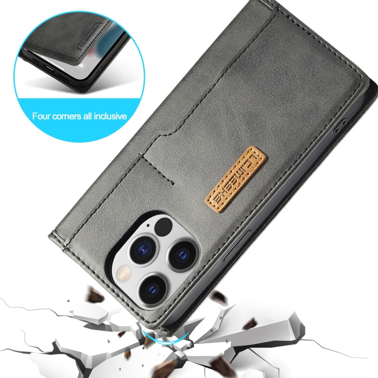 For iPhone 14 LC.IMEEKE LC-001 Color Matching Frosted Leather Phone Case (Black) Eurekaonline