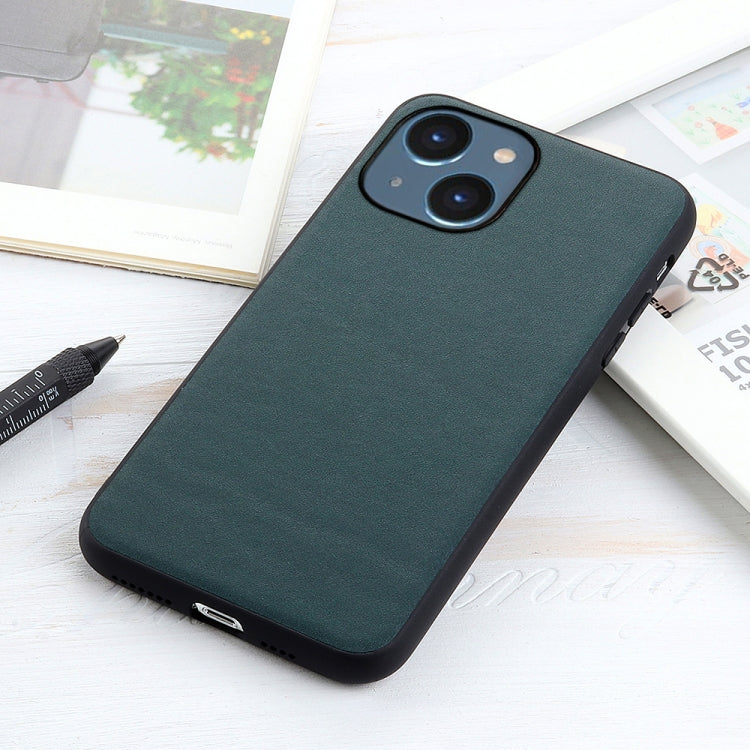 For iPhone 14 Lambskin Texture Genuine Leather Phone Case (Green) Eurekaonline