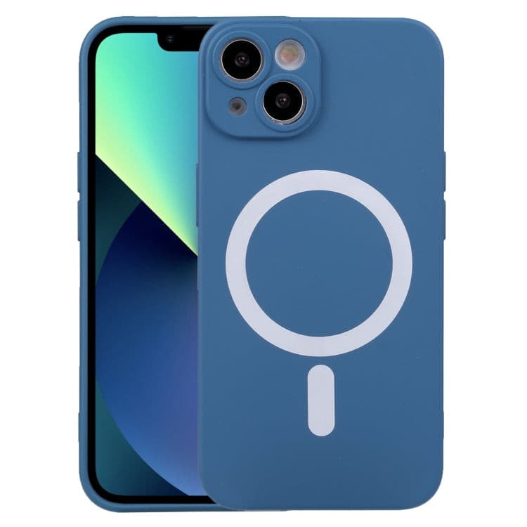 For iPhone 14 Liquid Silicone Magsafe Phone Case (Blue) Eurekaonline